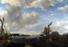 212/cappelle, jan van de - a river scene with a dutch yacht firing a salute